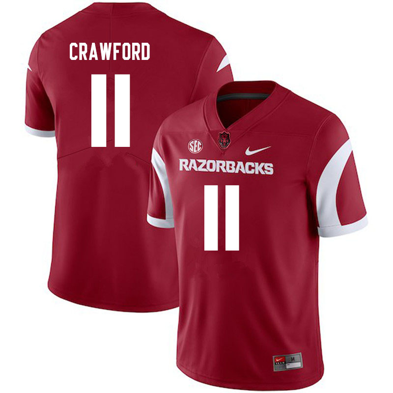 Men #11 Jaqualyn Crawford Arkansas Razorbacks College Football Jerseys Sale-Cardinal
